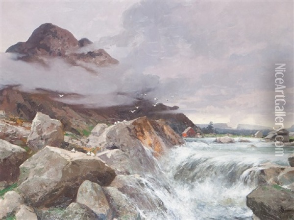 Norwegian Landscape Oil Painting - Adolf Kaufmann
