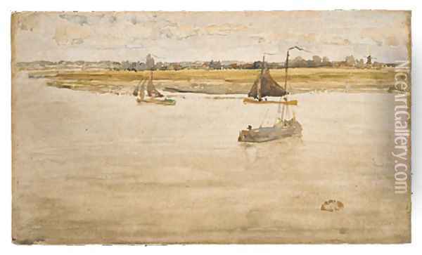 Gold and Brown: Dordrecht Oil Painting - James Abbott McNeill Whistler
