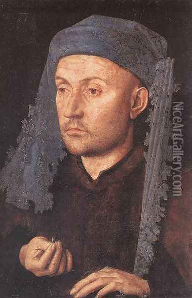 Portrait of a Goldsmith (Man with Ring) Oil Painting - Jan Van Eyck