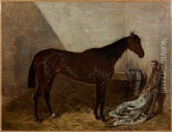 Cheval A L'ecurie Oil Painting - Francois Hippolyte Lalaisse