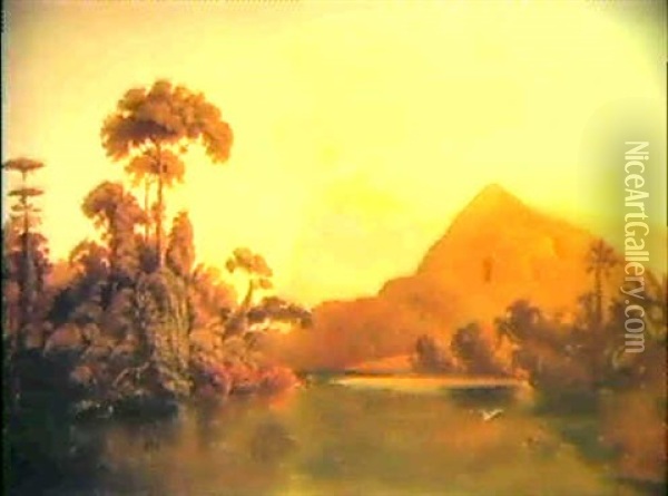 Venezualan River Landscape Oil Painting - Ferdinand Bellermann