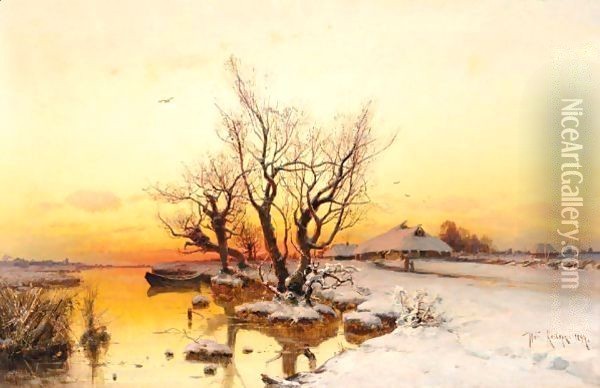Winter Landscape 3 Oil Painting - Iulii Iul'evich (Julius) Klever