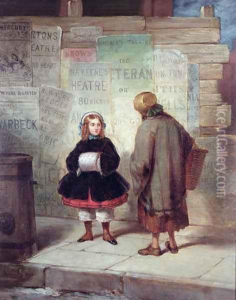 Sidewalks of New York or `Rich Girl, Poor Girl' Oil Painting - James Harvey Cafferty