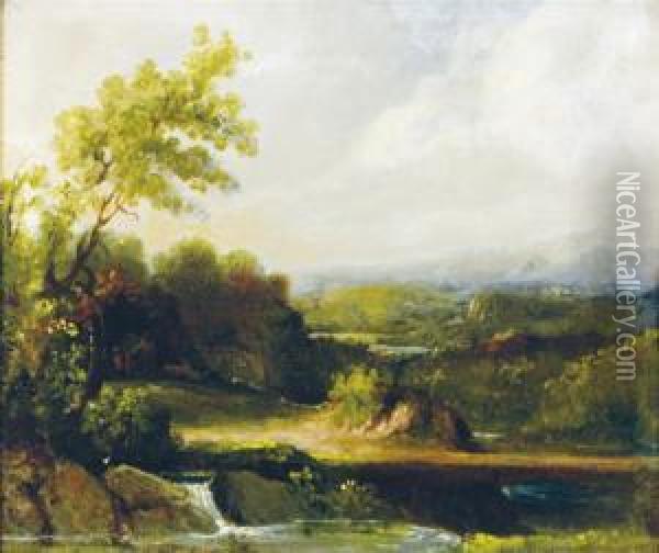 Peaceful Path By A Brook Oil Painting - Thomas Prichard Rossiter