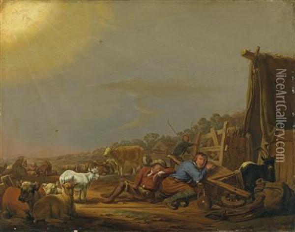 Annunication To The Shepherds Oil Painting - Jan Van Ossenbeck