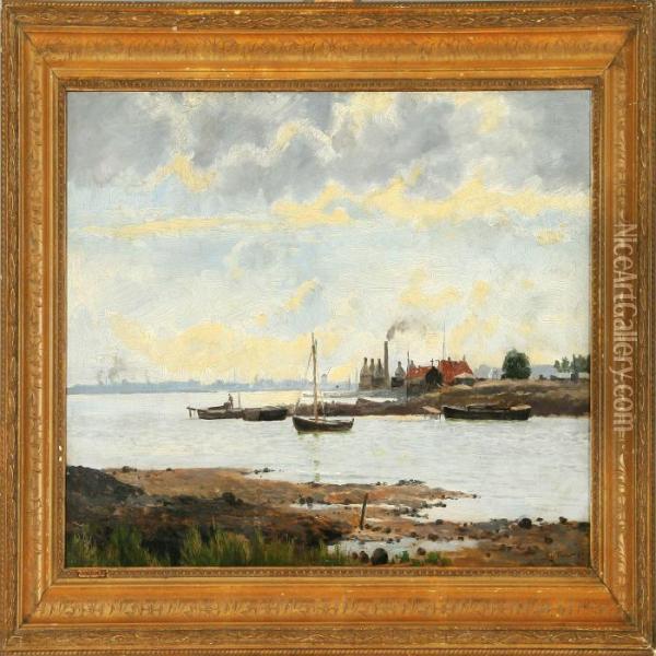 Coastal Scene Fromcopenhagen Oil Painting - August Fischer