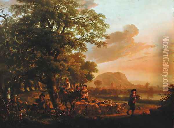 Pastoral scene Oil Painting - Abraham Van Calraet