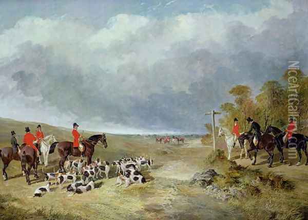 The Cambridgeshire Hunt: The Meet near Foxton Oil Painting - John Frederick Herring Snr