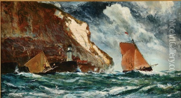 Rounding The White Cliffs Of Dover Oil Painting - Edwin John Ellis