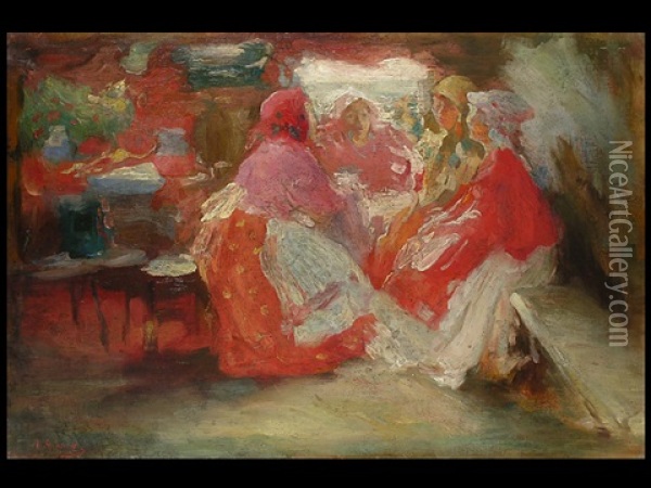 Zu Gast Oil Painting - Abram Efimovich Arkhipov