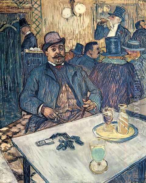 Monsieur Boleau in a Cafe Oil Painting - Henri De Toulouse-Lautrec