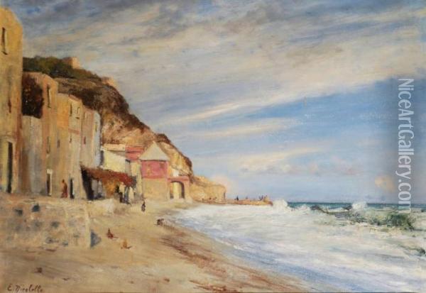 Spiaggia Di Varigotti Oil Painting - Edoardo Nicolello
