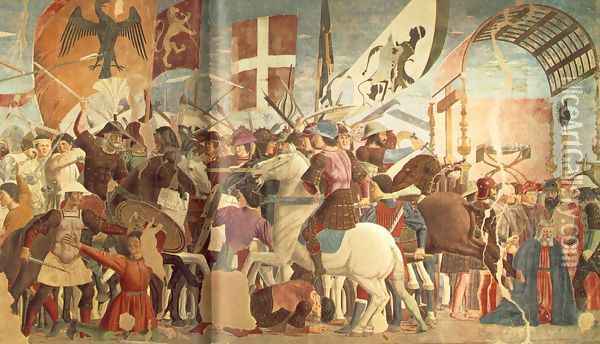Battle between Heraclius and Chosroes (right view) c. 1460 Oil Painting - Piero della Francesca