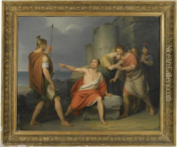 A Scene From Classical History Oil Painting - Johann Heinrich The Elder Tischbein