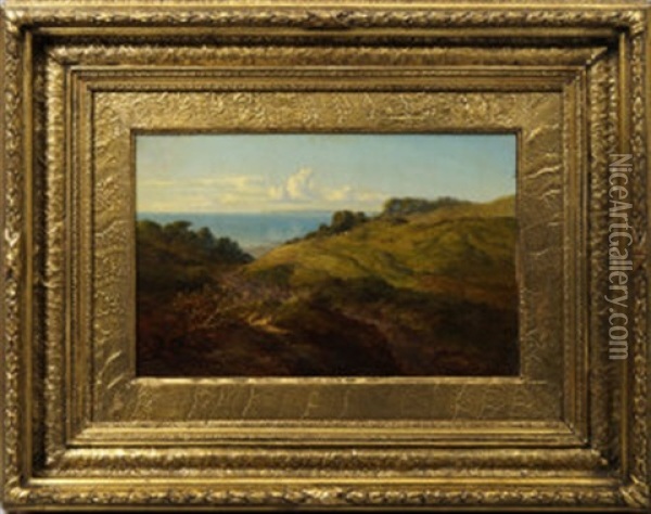 Cattle Grazing On A Hillside Overlooking The Sea Oil Painting - Arthur Gilbert