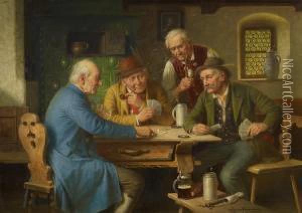 Kartenspieler Oil Painting - Josef Wagner-Hohenberg