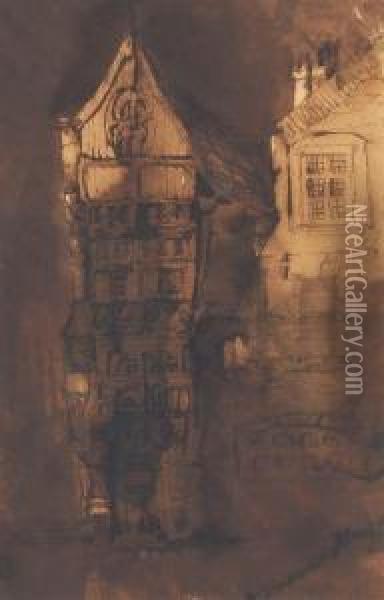 Deux Maisons Du Moyen-age De Nuit Oil Painting - Victor Hugo