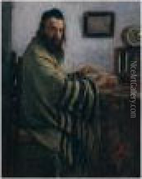 Portrait Of A Rabbi Oil Painting - Otto John Herschel