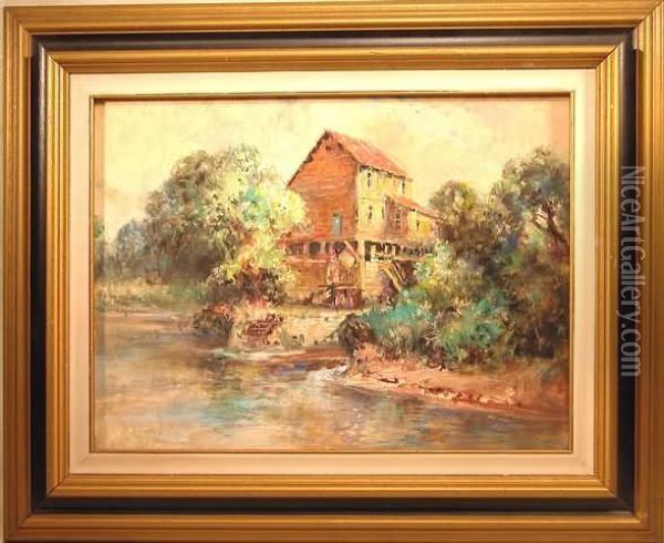 Landscape With Mill Oil Painting - George Allen Newman