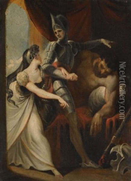 Huon Rescuing Angela From The Giant Angulaffer (from Wieland's Oberon) Oil Painting - Henry Fuseli