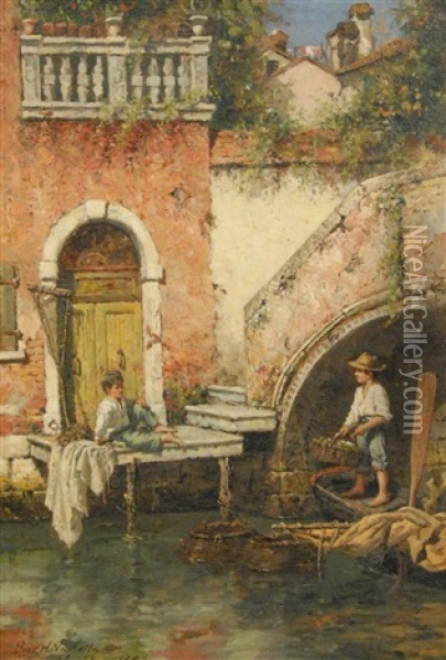 Venetian Fisher Boys Oil Painting - Burr H. Nicholls