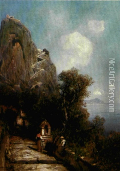 Trappe Og Til Anacapri Oil Painting - Ascan Lutteroth