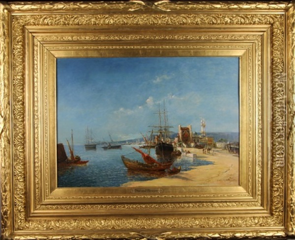 Vue De Port Orientaliste Oil Painting - Jean Baptiste Henri Durand-Brager