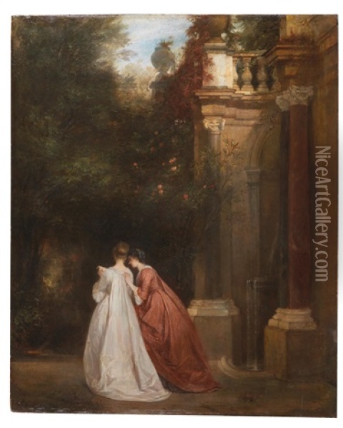 In The Garden Of The Palazzo Colonna In Rome Oil Painting - Louis (Ludwig) von Hagn