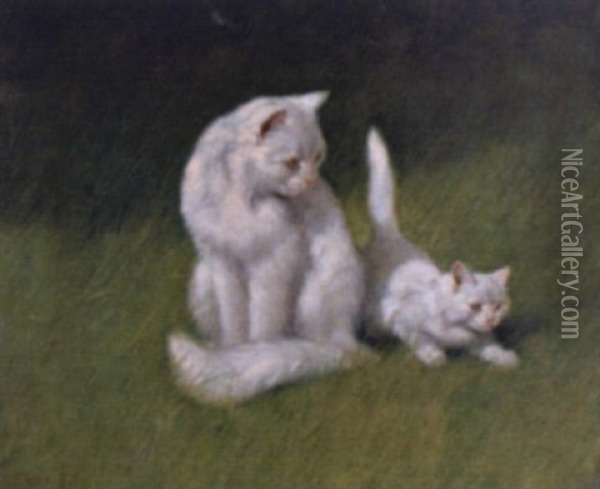 Katzen Im Gras Oil Painting - Arthur Heyer