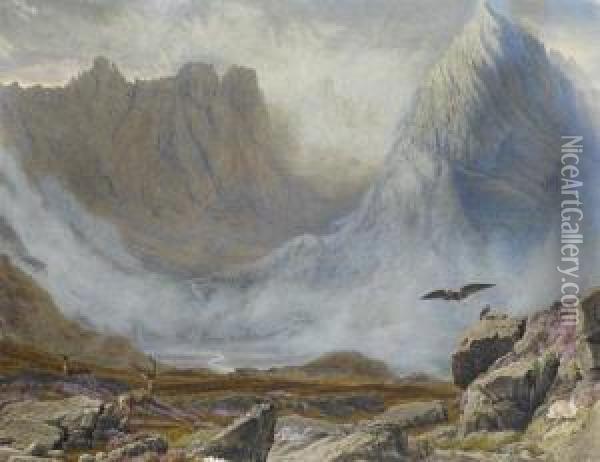 Loat O'corry And Hart O'corry Near The Highest Peaks Of The Cuchullins, Isle Of Skye. Oil Painting - William Turner