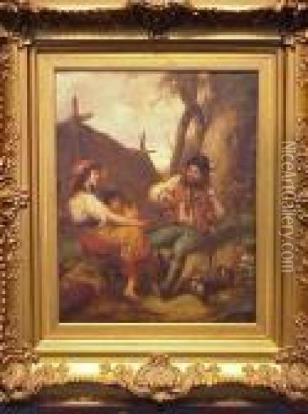 The Fiddler's Family Oil Painting - F. Morelli