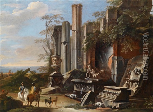 Ein Ruinencapriccio Oil Painting - Giovanni Ghisolfi