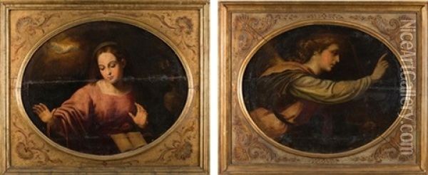 Arcangel San Gabriel Y Virgen Anunciada, 1607 Oil Painting - Francisco Ribalta