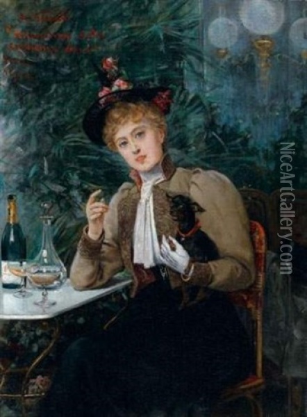 Jeune Elegante Oil Painting - Alberto Vianelli