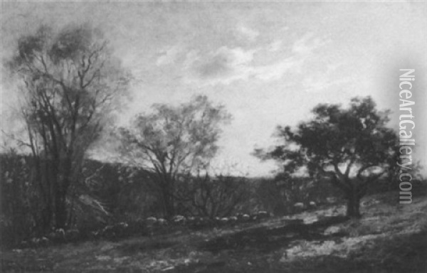 Landscape Study, Melrose, Massachusetts Oil Painting - Charles Furneaux