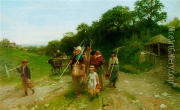 Returning From The Fields Oil Painting - John Morgan