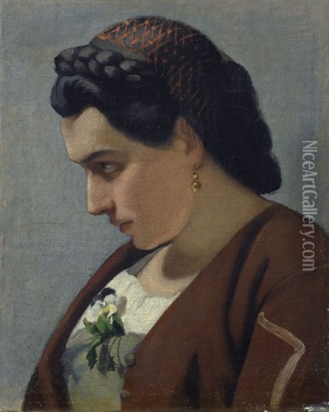 Donna Innamorata Oil Painting - Giuseppe Abbati