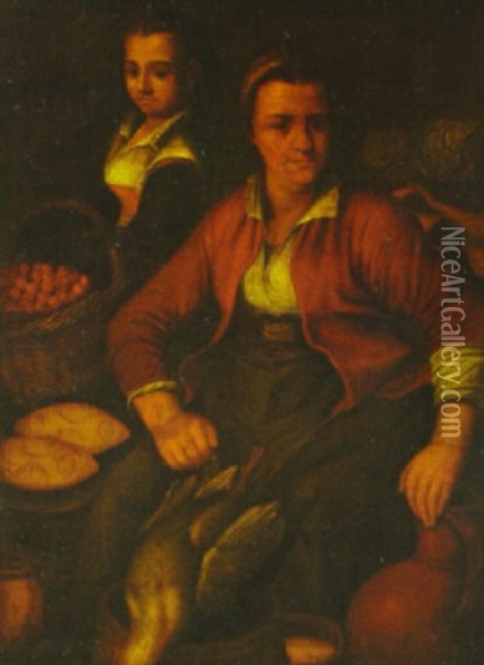 A Market Woman Oil Painting - Joachim Beuckelaer