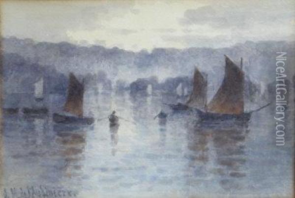 Flushing From Falmouth, Early Morning. Oil Painting - Georgina M. Steple De L'Aubiniere