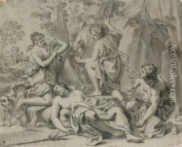 L'ivresse De Bacchus Oil Painting - Jacopo Alessandro Calvi