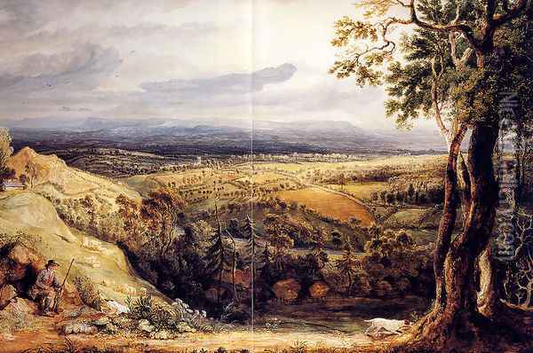 View In Somersetshire From Fitzhead, The Seat Of Lord Somerville Oil Painting - James Ward