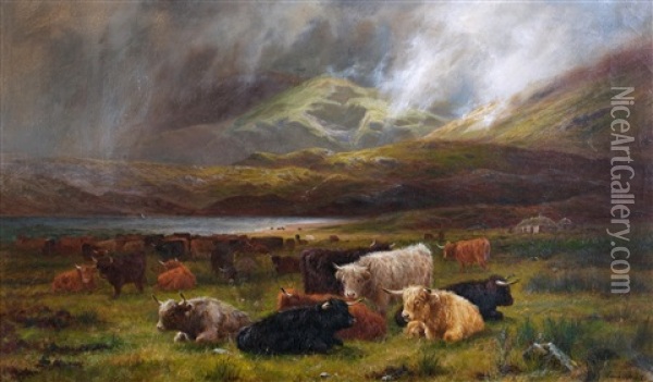 By A Northern Loch Oil Painting - Louis Bosworth Hurt