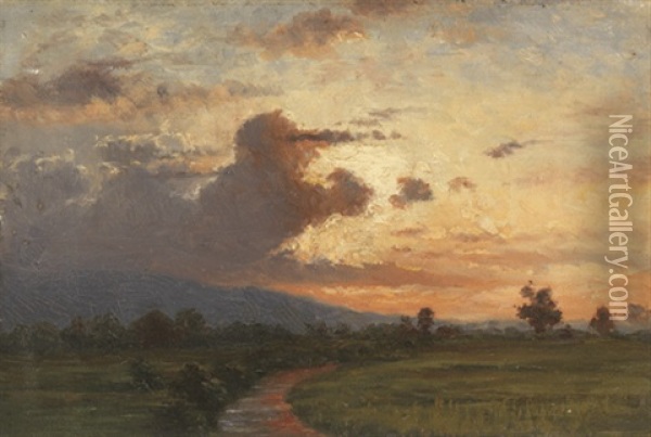 Abendhimmel Uber Hugeliger Landschaft Oil Painting - Johan Christian Dahl