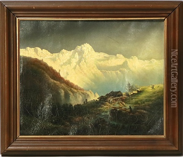 Wassermuhle Im Hochgebirge Oil Painting - Ferdinand Feldhuetter