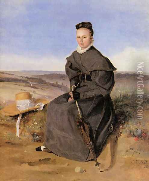 Louise Harduin in Mourning Oil Painting - Jean-Baptiste-Camille Corot