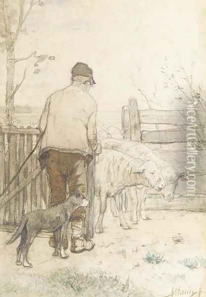 Bringing in the sheep Oil Painting - Anton Mauve