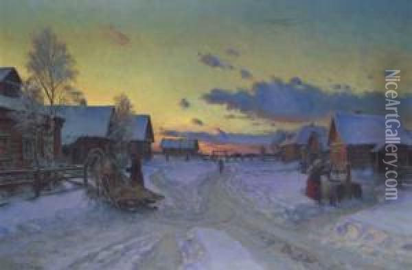 Daybreak Oil Painting - Mikhail Abramovich Balunin