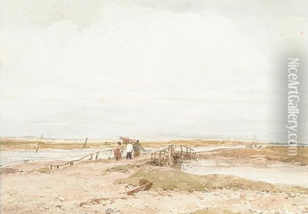 On The Norfolk Coast, Blakeney Oil Painting - Claude Hayes