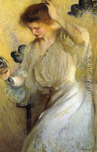 The Mirror (aka Girl with a Mirror) Oil Painting - Edmund Charles Tarbell