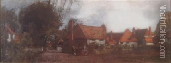 Autumn In The Village Oil Painting - John Lochhead